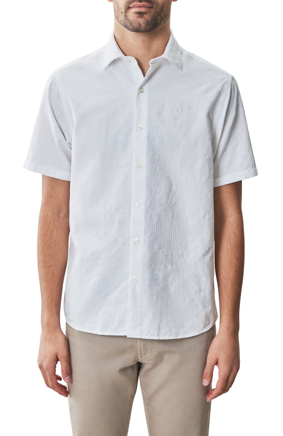 Chemise tissée à manches courtes pour homme par Robert Barakett | RB51582 Silverlake Blanc | Boutique Vvög, vêtements mode pour homme et femme