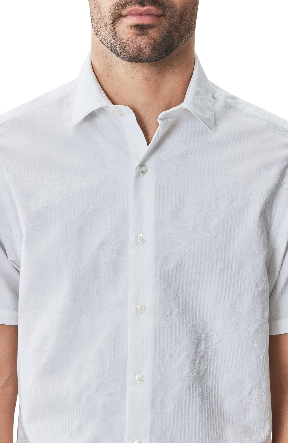 Chemise tissée à manches courtes pour homme par Robert Barakett | RB51582 Silverlake Blanc | Boutique Vvög, vêtements mode pour homme et femme