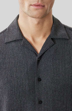 Chemise col resort pour homme par Robert Barakett | RB61176 Kaezor Charbon | Boutique Vvög, vêtements mode pour homme et femme