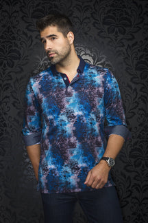 Polo manches longues pour homme par Au Noir | NUNEZ Noir Royal | Boutique Vvög, inventaire complet de la marque Au Noir