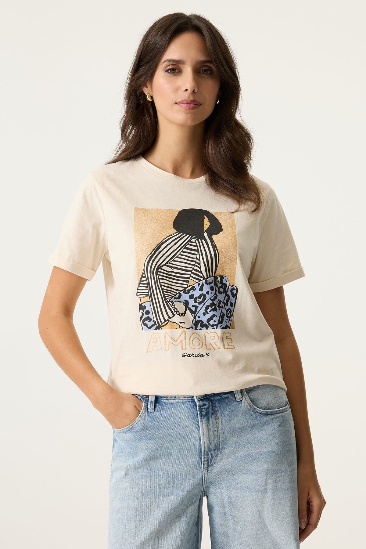 T-Shirt pour femme par Garcia | O260006 Blanc Écume | Boutique Vvög, vêtements mode pour homme et femme