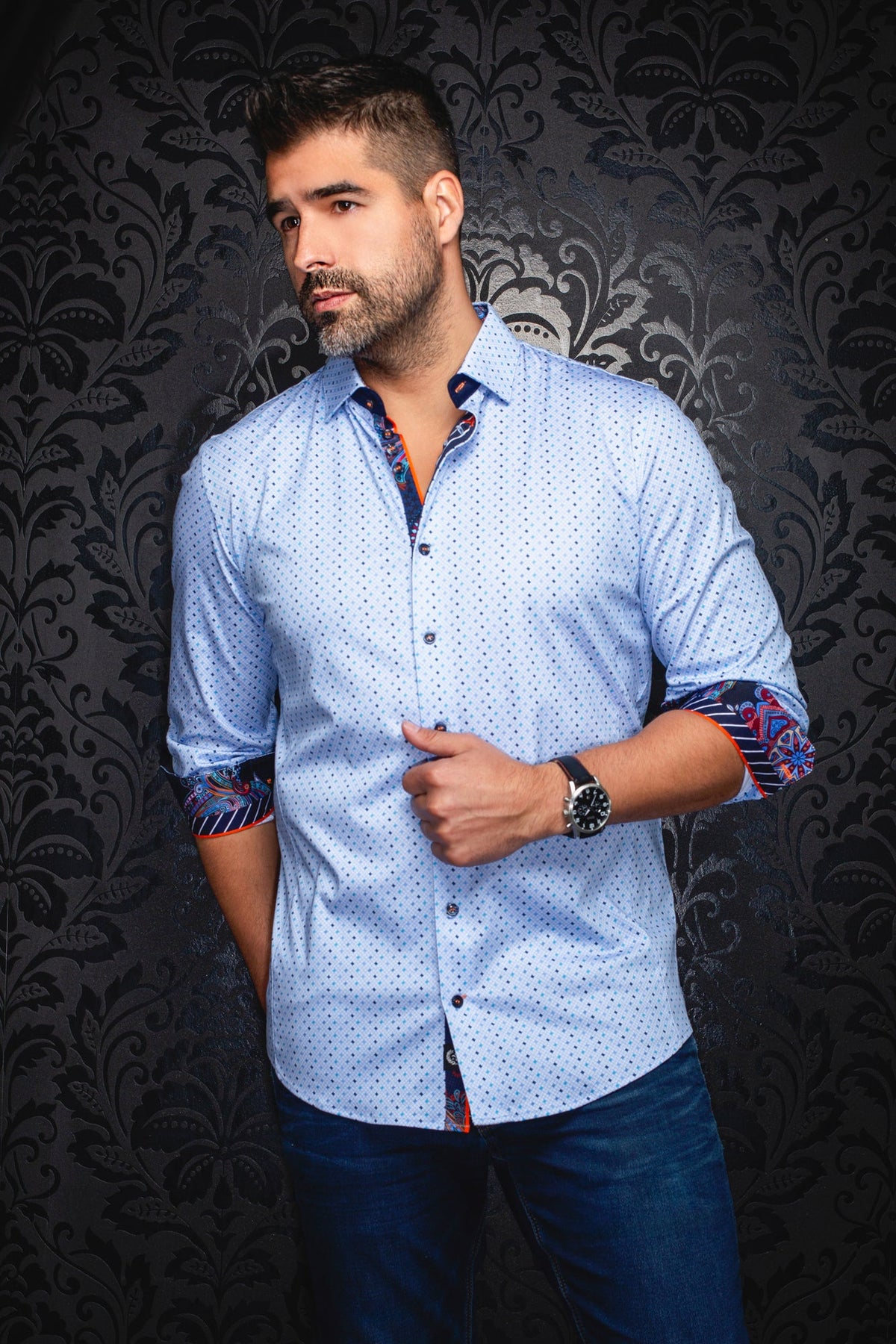 Chemise manches longues en Knit pour homme par Au Noir | OPTIMUS Bleu Clair | Boutique Vvög, inventaire complet de la marque Au Noir