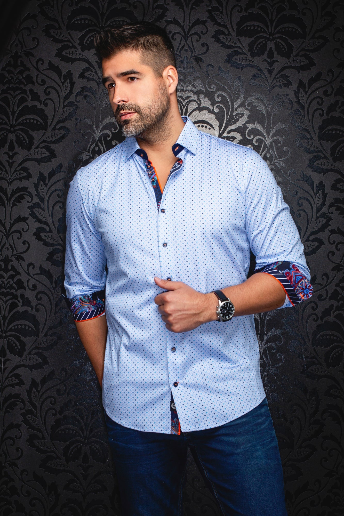 Chemise manches longues en Knit pour homme par Au Noir | OPTIMUS Bleu Clair | Boutique Vvög, inventaire complet de la marque Au Noir