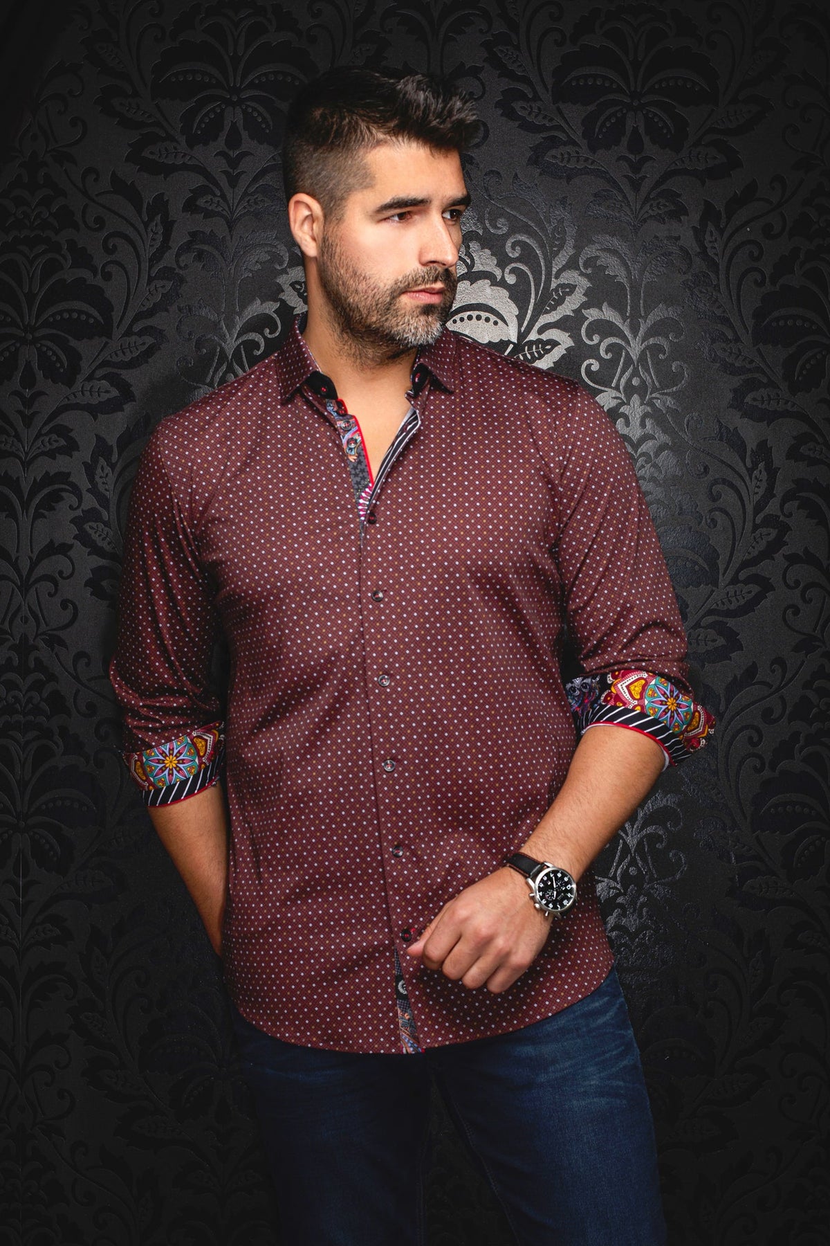 Chemise manches longues en Knit pour homme par Au Noir | OPTIMUS Rouille | Boutique Vvög, inventaire complet de la marque Au Noir