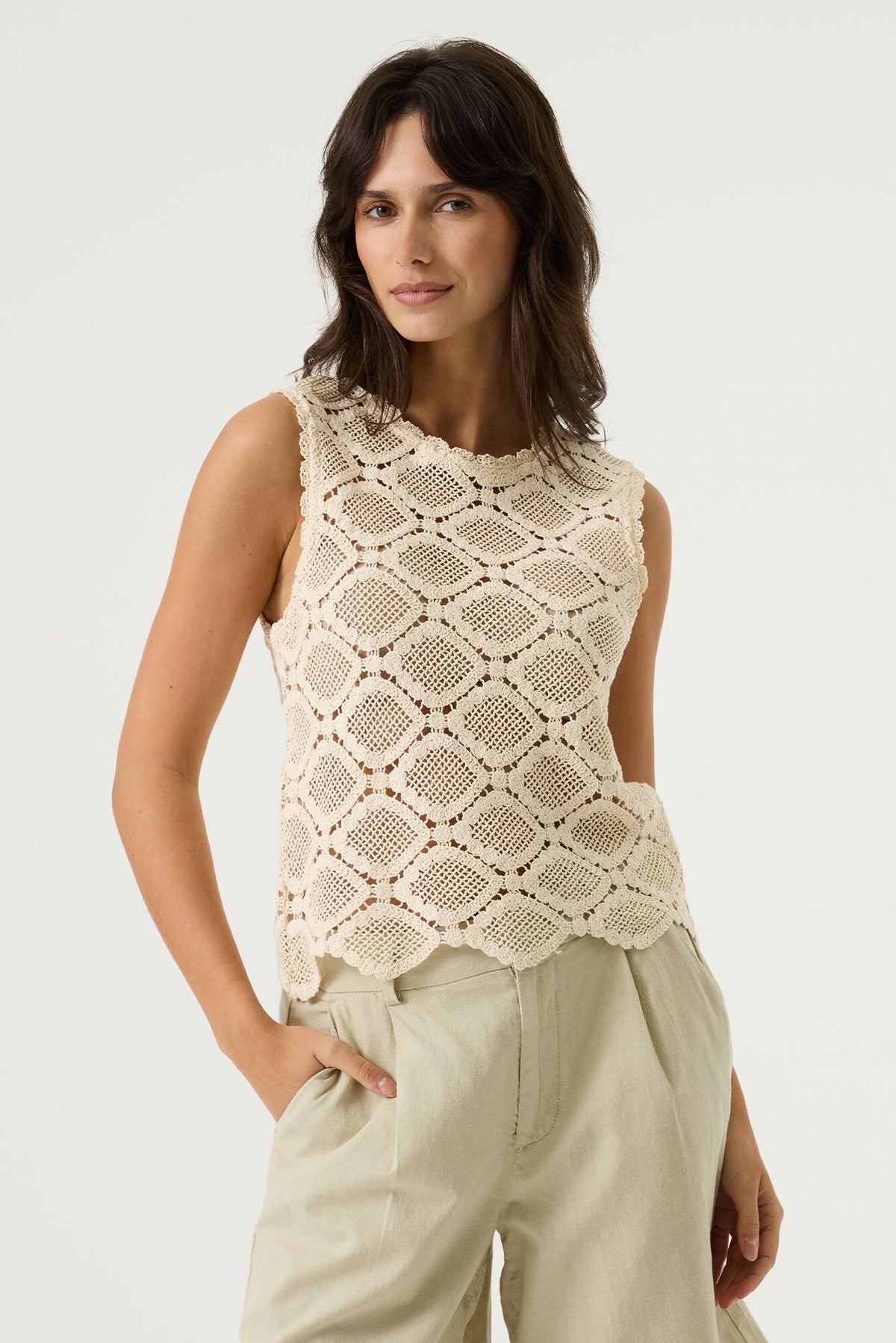 Camisole pour femme par Garcia | P260223 Blanc Écume | Boutique Vvög, vêtements mode pour homme et femme