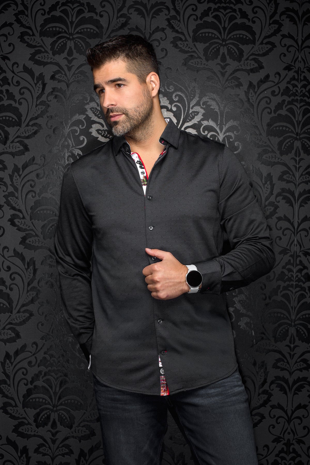 Chemise manches longues en Knit pour homme par Au Noir | PALMA Noir | Boutique Vvög, inventaire complet de la marque Au Noir