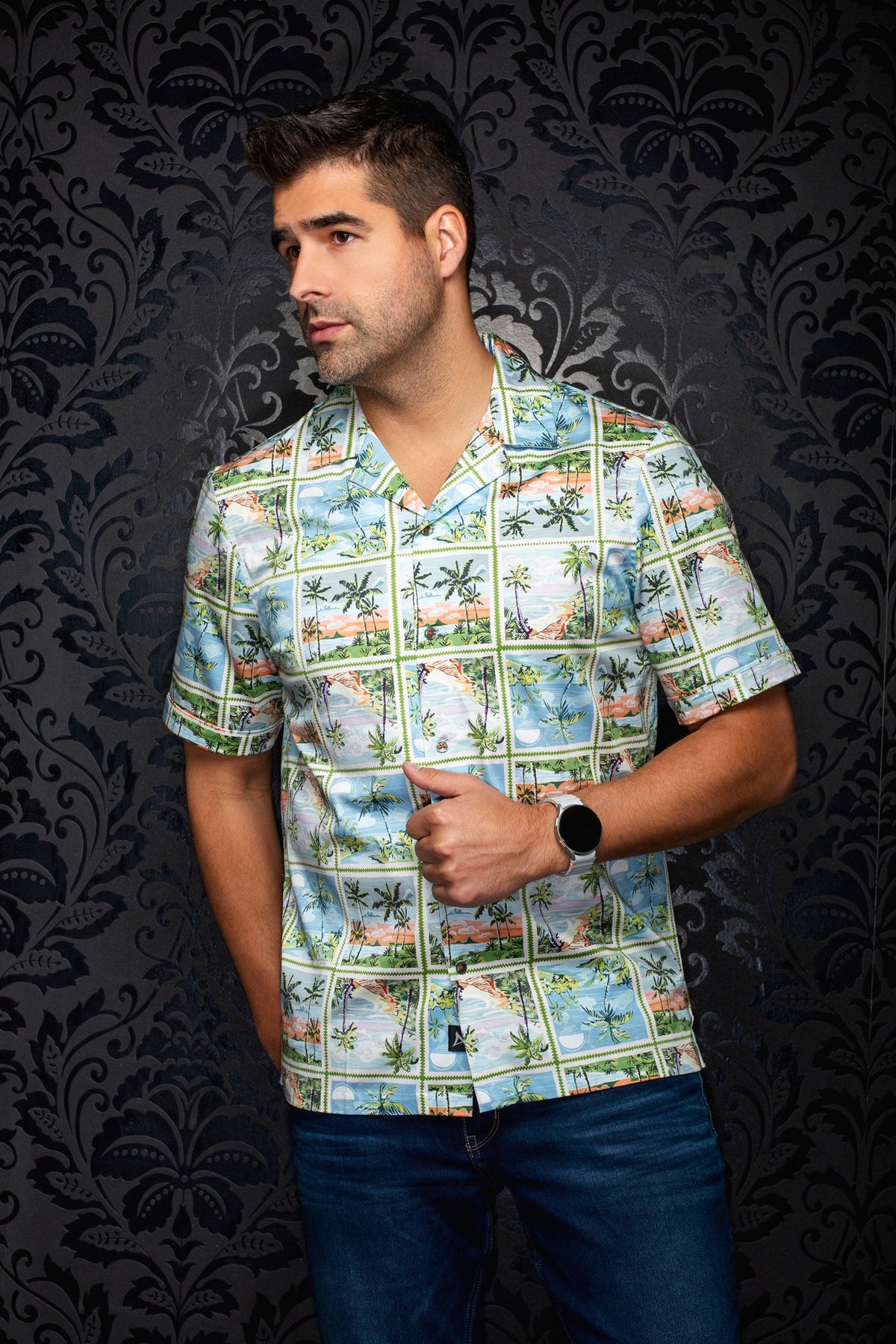 Chemise Performance à col ouvert pour homme par Au Noir | PALMBEACH T Olive | Boutique Vvög, inventaire complet de la marque Au Noir