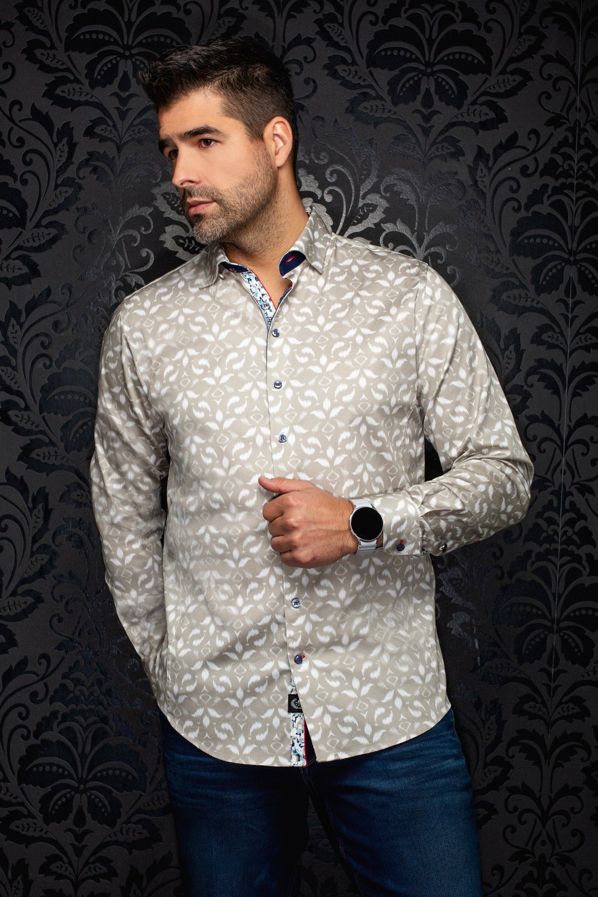 Chemise manches longues en coton extensible pour homme par Au Noir | PELOSA Pierre | Boutique Vvög, inventaire complet de la marque Au Noir