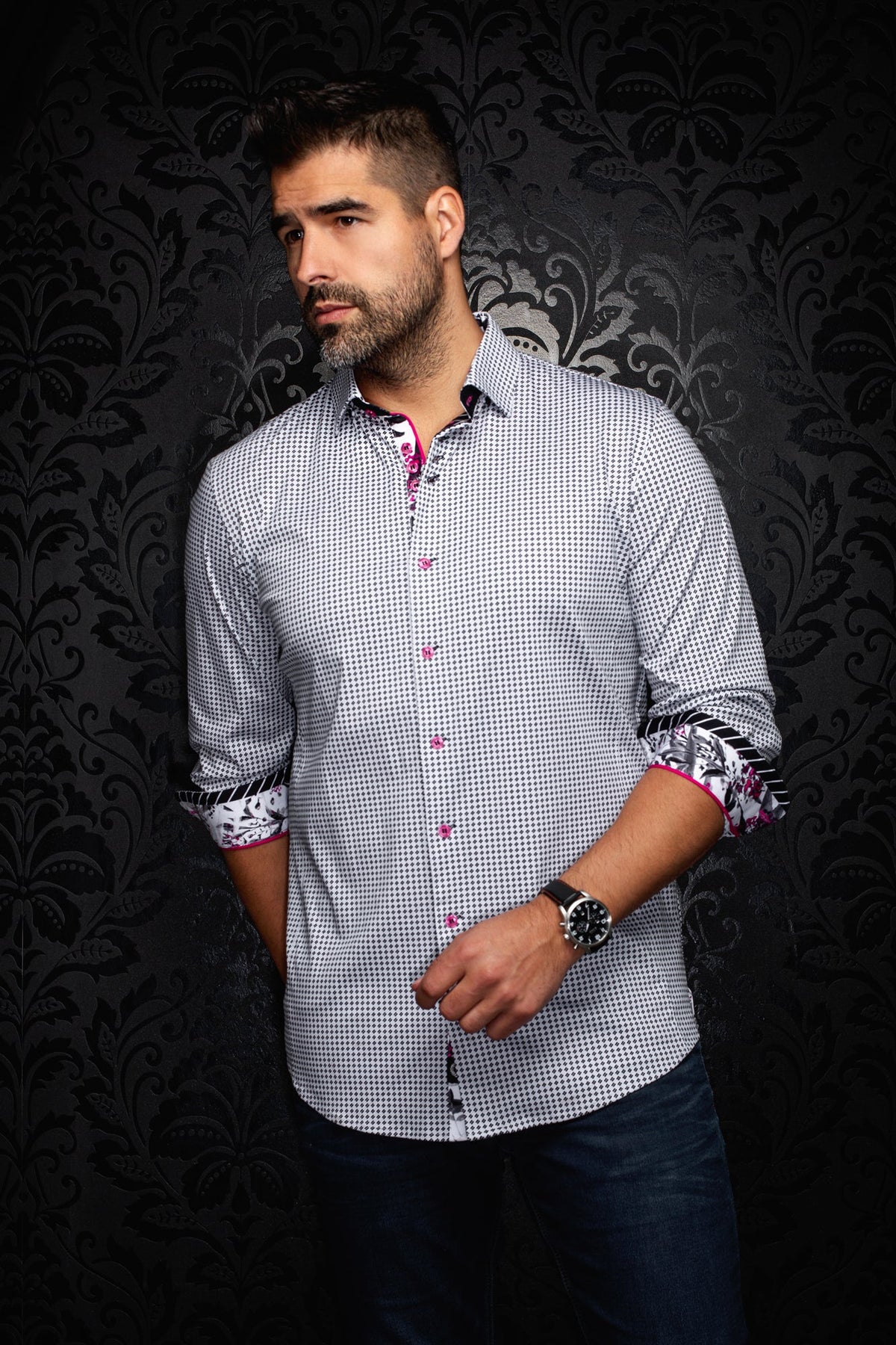 Chemise manches longues en Knit pour homme par Au Noir | POLGAR Noir Gris | Boutique Vvög, inventaire complet de la marque Au Noir