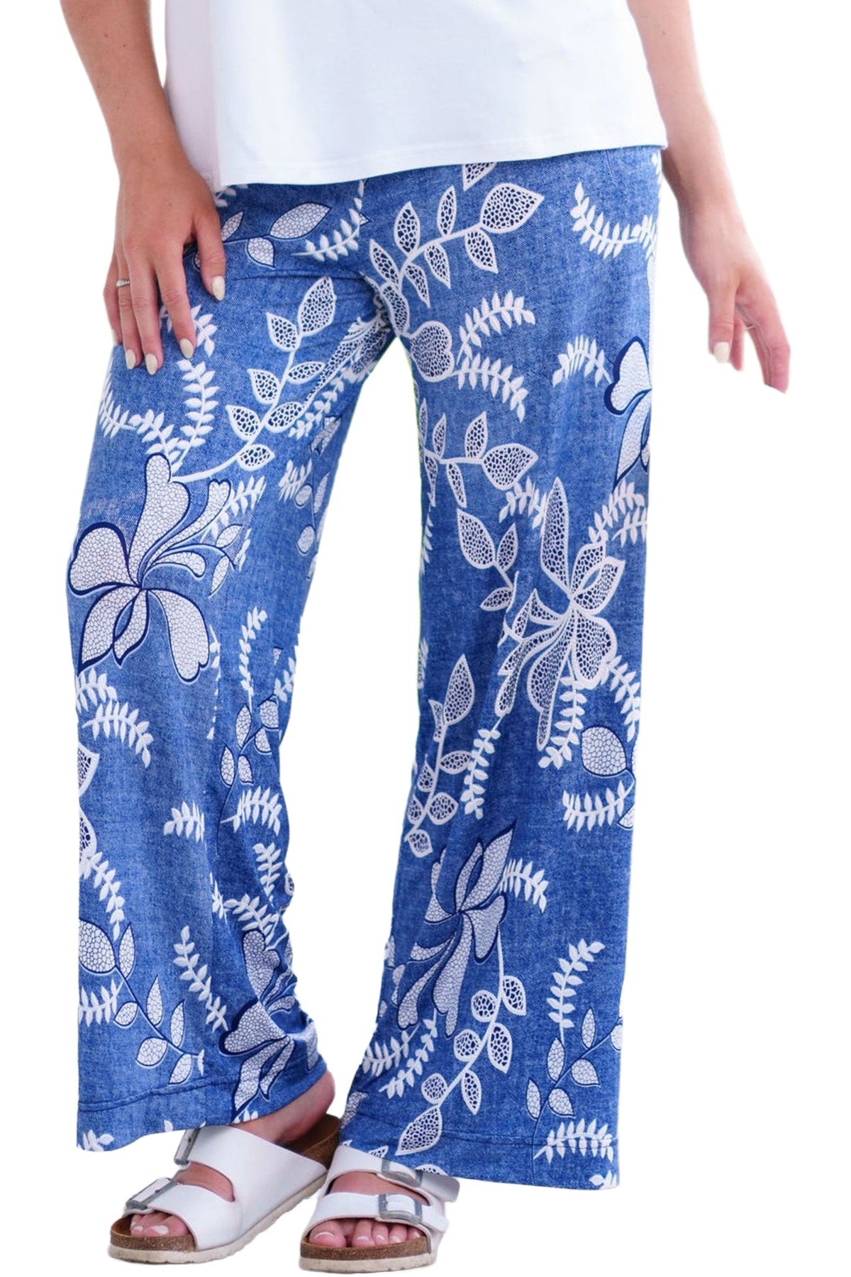 Palazo pour femme par Rien ne se perd, tout se crée | Coco Bleu Denim Et Blanc | Boutique Vvög, vêtements mode pour homme et femme