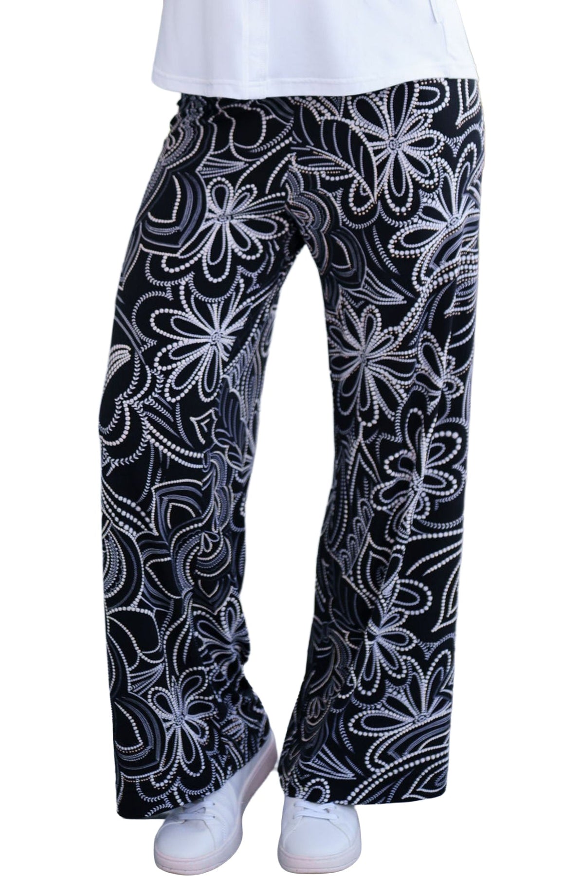 Palazo pour femme par Rien ne se perd, tout se crée | Coco Floral Noir Et Blanc | Boutique Vvög, vêtements mode pour homme et femme