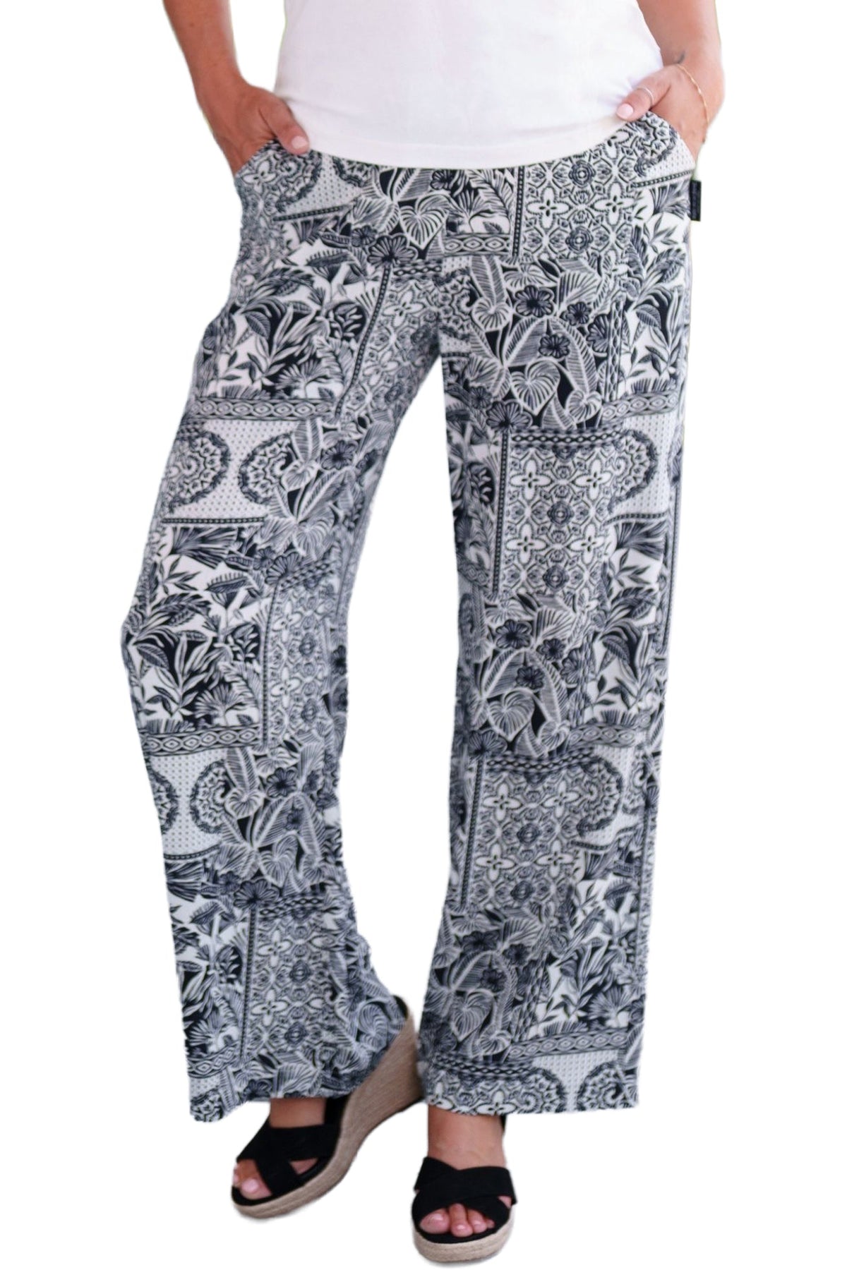 Palazo pour femme par Rien ne se perd, tout se crée | Mango Noir Et Ivoire | Boutique Vvög, vêtements mode pour homme et femme