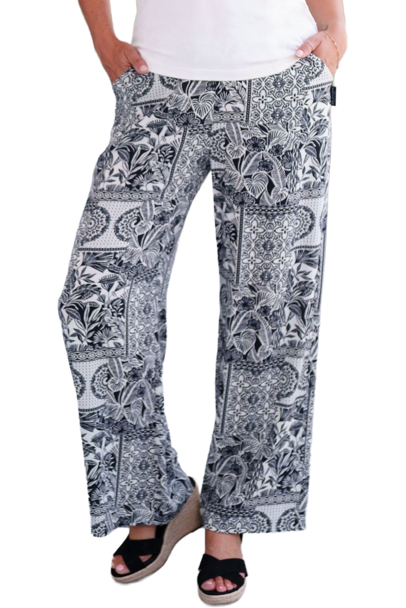 Palazo pour femme par Rien ne se perd, tout se crée | Mango Noir Et Ivoire | Boutique Vvög, vêtements mode pour homme et femme