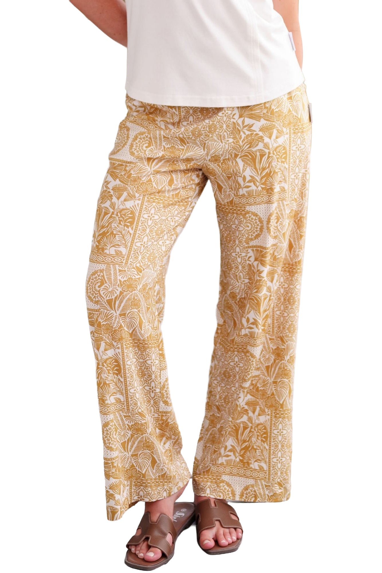 Palazo pour femme par Rien ne se perd, tout se crée | Mango Ocre Et Ivoire | Boutique Vvög, vêtements mode pour homme et femme