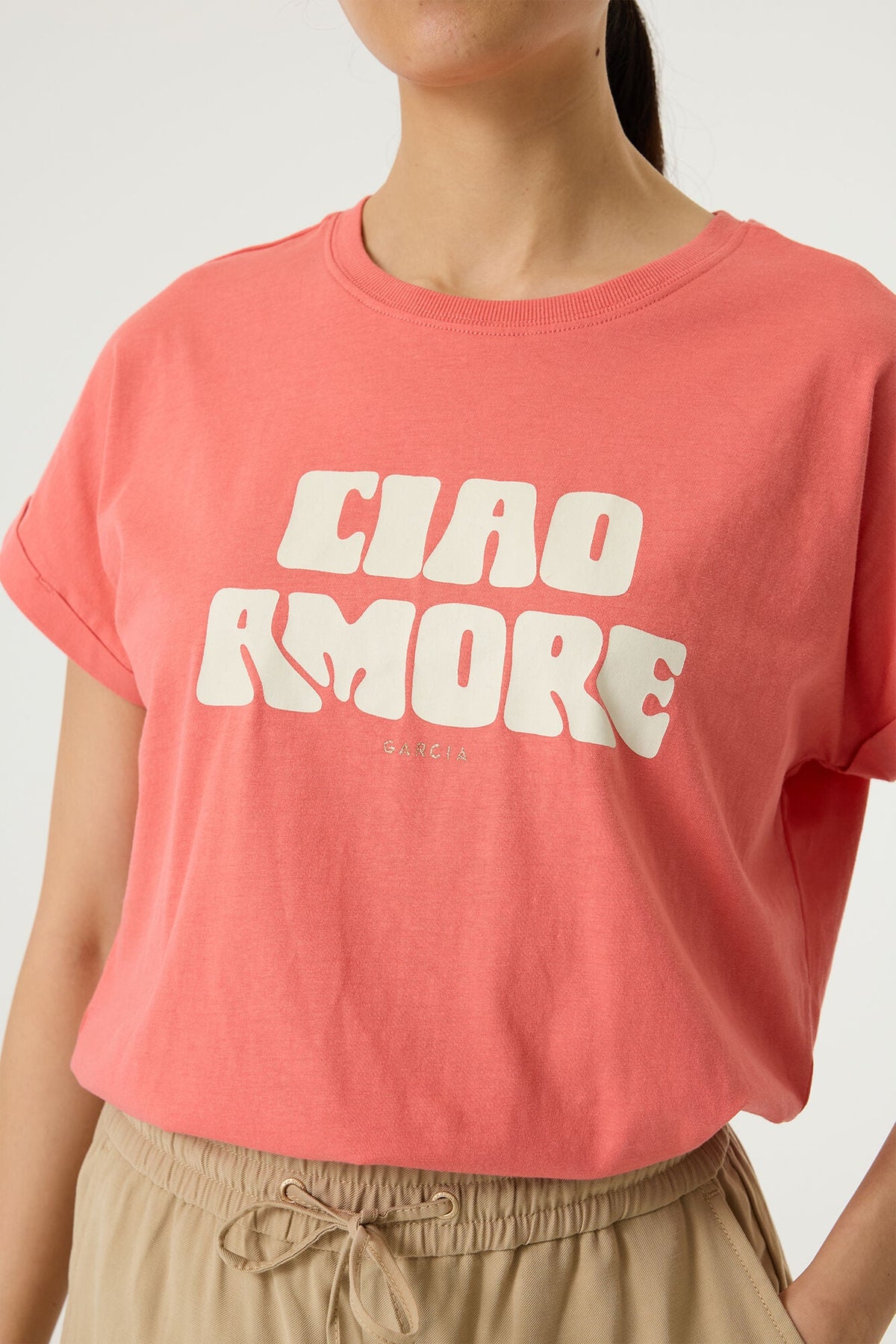 T-Shirt pour femme par Garcia | Q260001 Éclat corail | Boutique Vvög, vêtements mode pour homme et femme