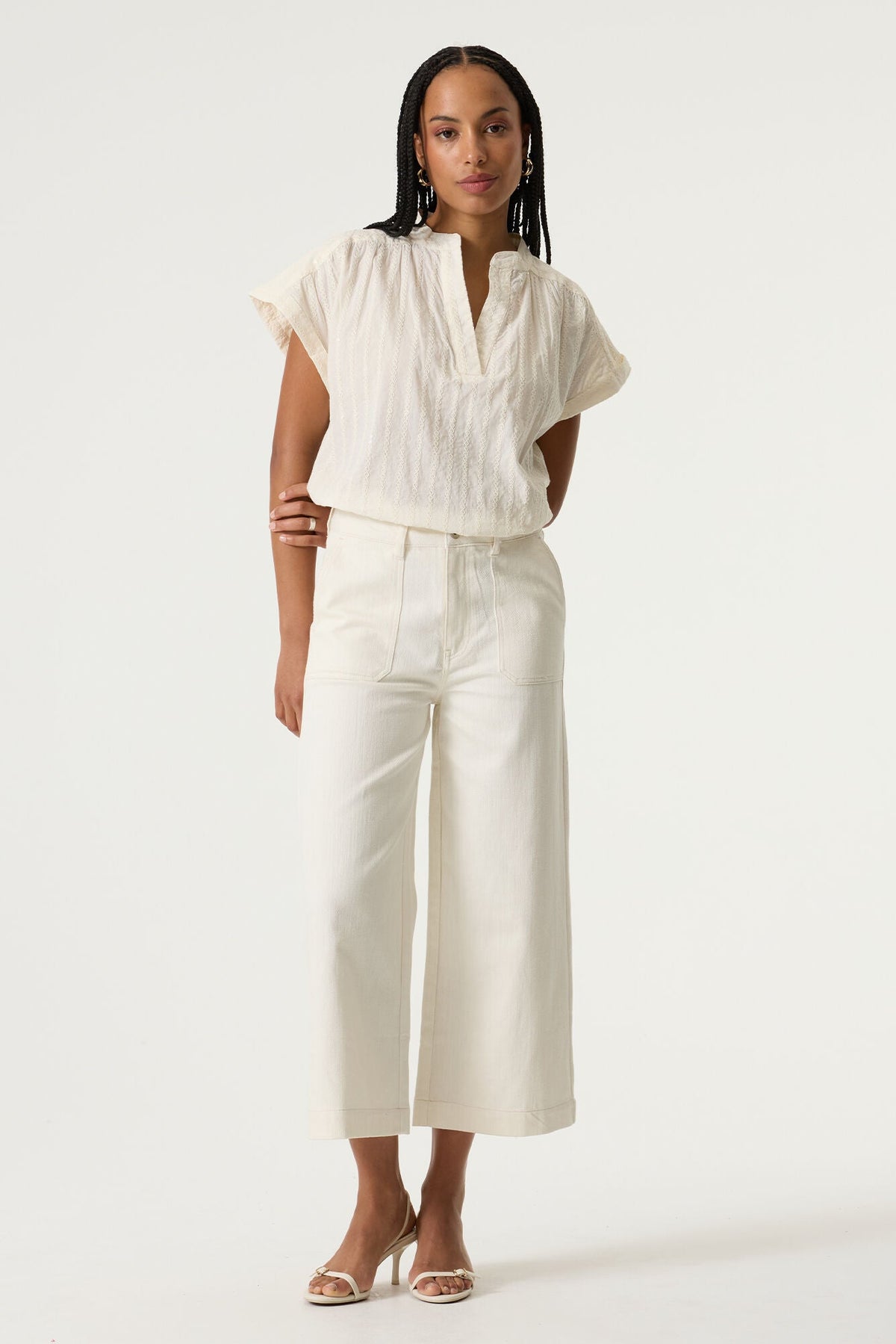 Pantalon pour femme par Garcia | Q260115 Écru | Boutique Vvög, vêtements mode pour homme et femme