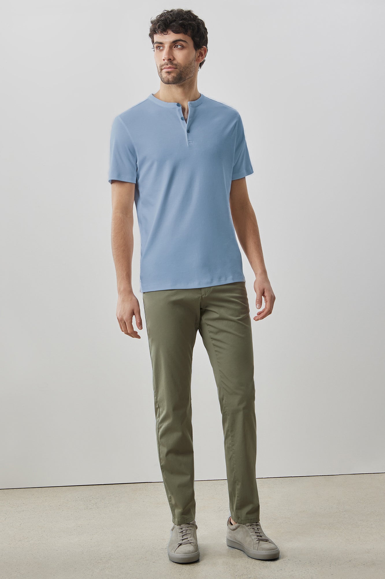 Henley à manches courtes pour homme par Robert Barakett | Georgia RB01173 Bleu Colombe | Boutique Vvög, vêtements mode pour homme et femme