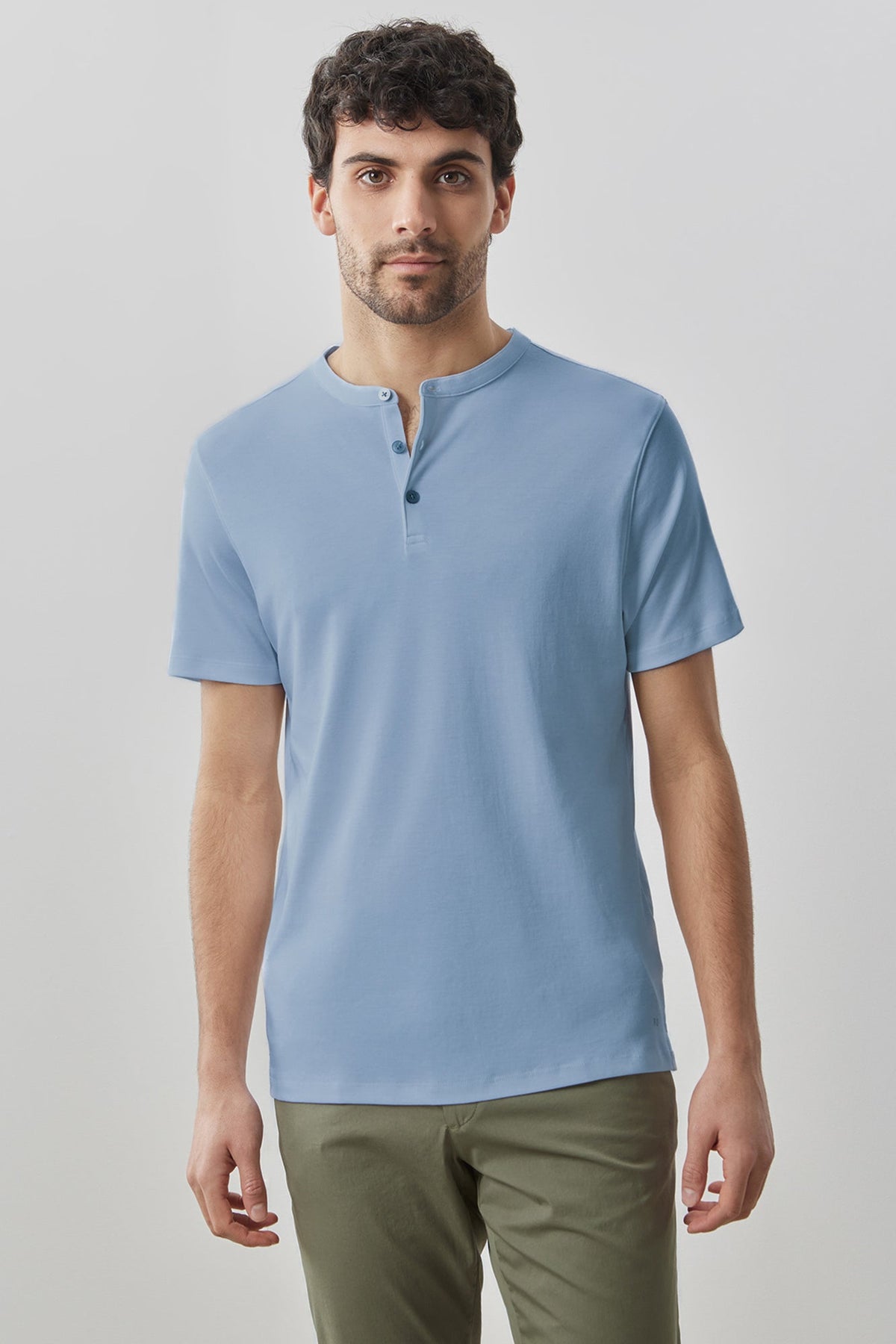 Henley à manches courtes pour homme par Robert Barakett | Georgia RB01173 Bleu Colombe | Boutique Vvög, vêtements mode pour homme et femme