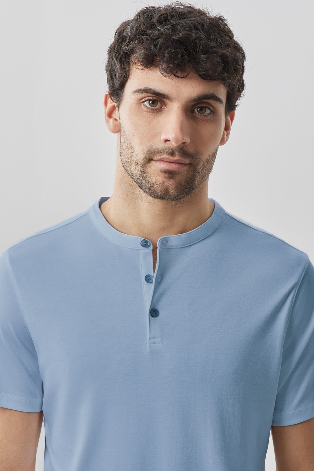 Henley à manches courtes pour homme par Robert Barakett | Georgia RB01173 Bleu Colombe | Boutique Vvög, vêtements mode pour homme et femme