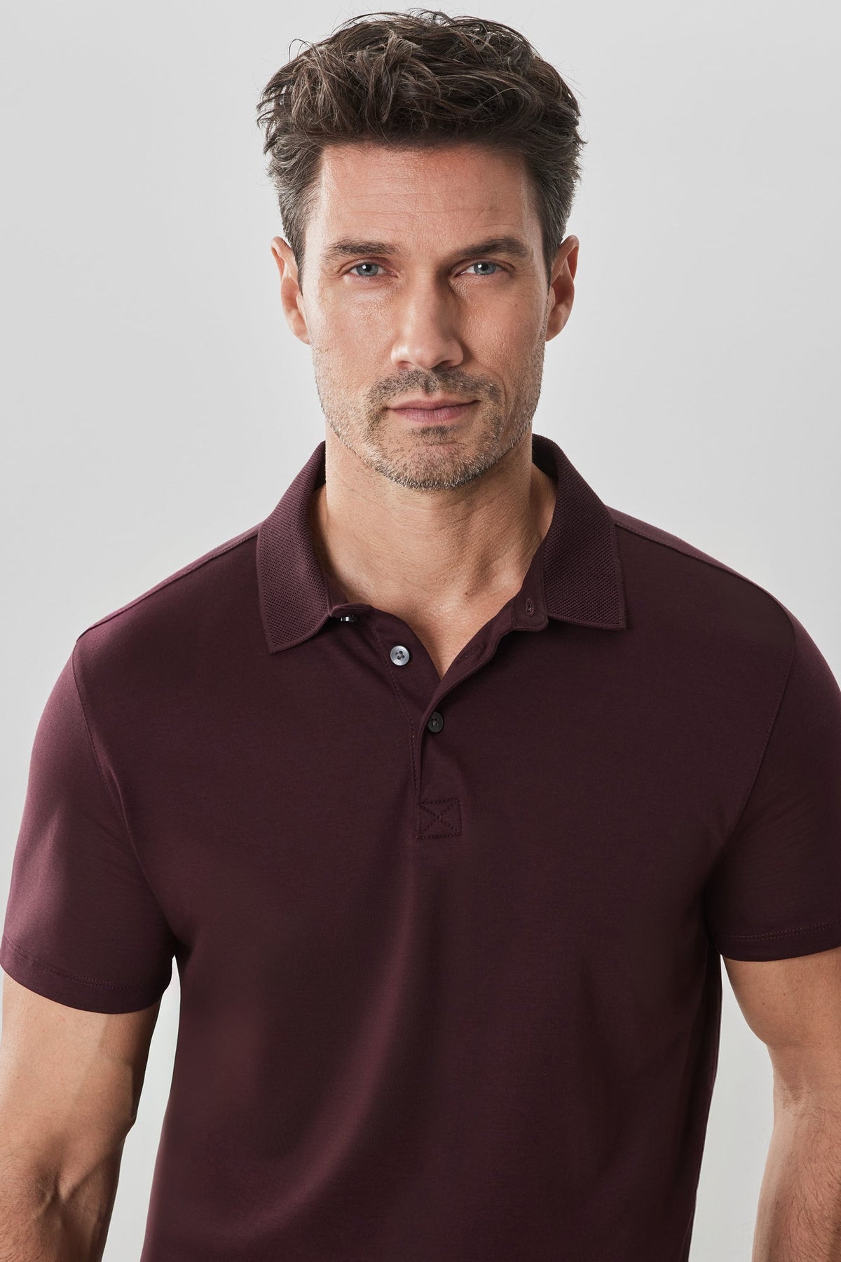 Polo à manches courtes en "honeycomb" pour homme par Robert Barakett | Georgia RB11016 Bordeaux Profond | Boutique Vvög, vêtements mode pour homme et femme