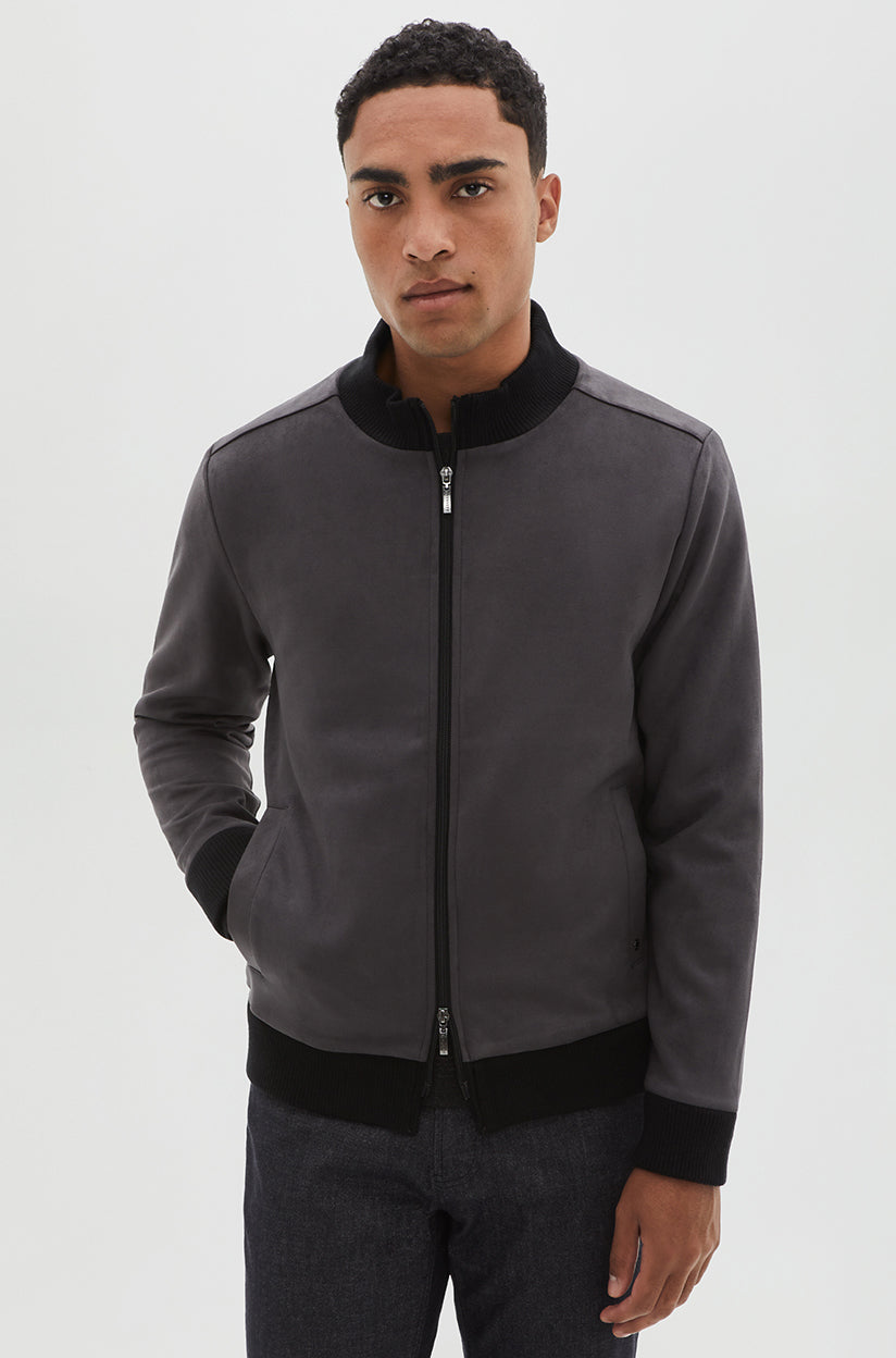 Veste en suède synthétique pour homme par Robert Barakett | Lachine RB12046 Fumée | Boutique Vvög, vêtements mode pour homme et femme