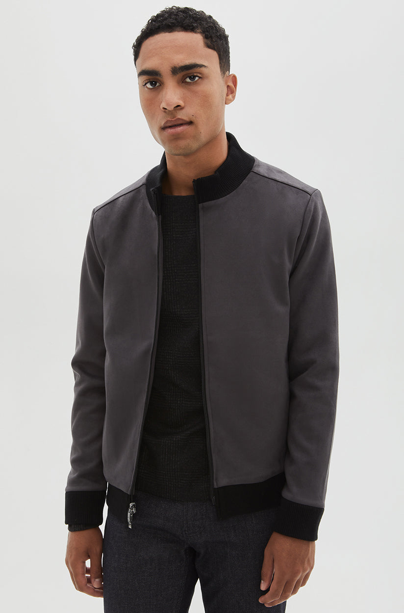 Veste en suède synthétique pour homme par Robert Barakett | Lachine RB12046 Fumée | Boutique Vvög, vêtements mode pour homme et femme