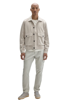 Robert Barakett men's full front view of cream textured button-front jacket with flap pockets and dark buttons
