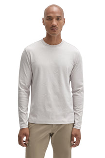 Robert Barakett men's light gray long sleeve crew neck T-Shirt with raised geometric texture, front view
