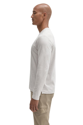 Robert Barakett men's light gray long sleeve crew neck T-Shirt with tonal raised texture shown from the side