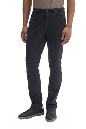 Robert Barakett men's washed black straight-leg jeans with five-pocket styling, button waistband, front view