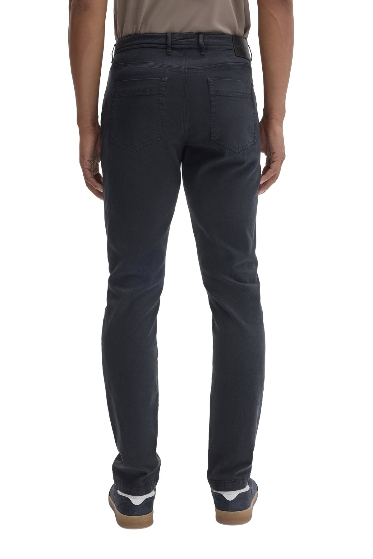 Robert Barakett men's washed black straight-leg jeans with belt loops, patch pockets, and tonal waistband label, back view