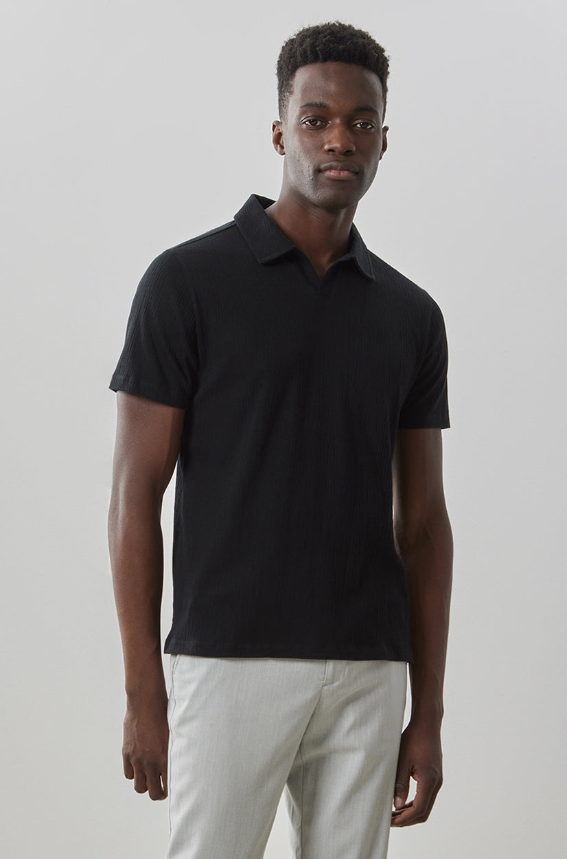 Polo à col ouvert pour homme par Robert Barakett | RB31074 Basil Road Noir | Boutique Vvög, vêtements mode pour homme et femme