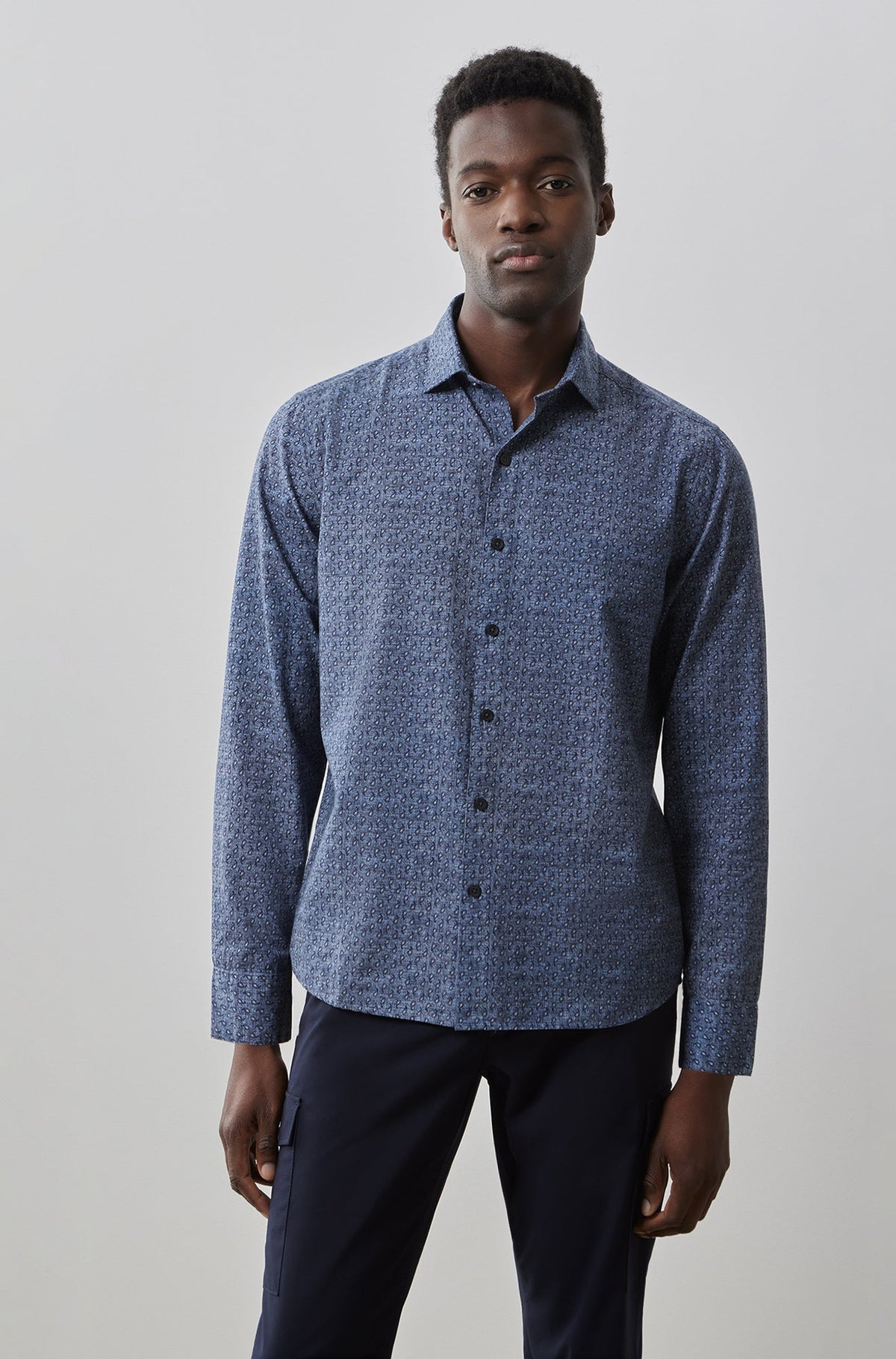 Chemise tissée à manches longues pour homme par Robert Barakett | RB32145 Newpine Bleu | Boutique Vvög, vêtements mode pour homme et femme