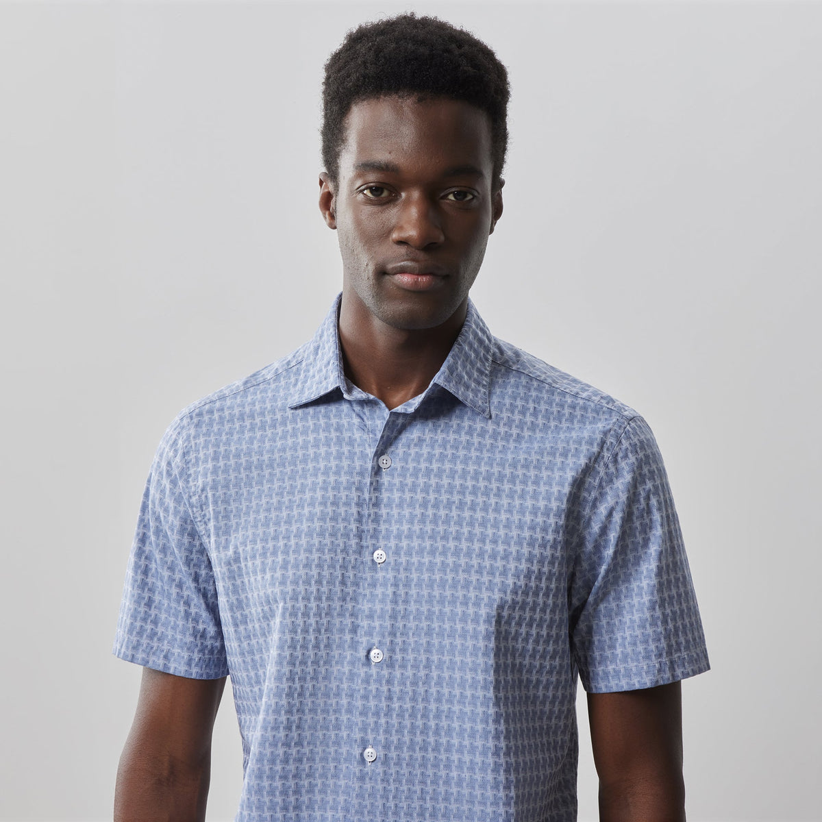 Chemise tissée à manches courtes pour homme par Robert Barakett | RB41038 Dearborn Bleu | Boutique Vvög, vêtements mode pour homme et femme