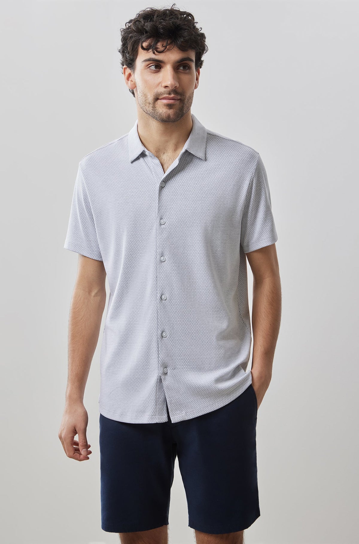 Chemise en tricot à manches courtes pour homme par Robert Barakett | RB41055 Campbell Gris | Boutique Vvög, vêtements mode pour homme et femme