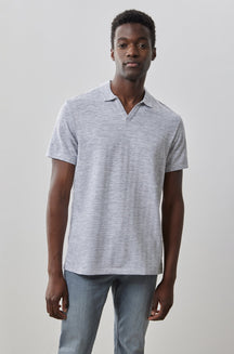 Polo à col ouvert à manches courtes pour homme par Robert Barakett | RB41102 Martel Gris | Boutique Vvög, vêtements mode pour homme et femme
