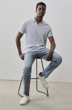 Polo à col ouvert à manches courtes pour homme par Robert Barakett | RB41102 Martel Gris | Boutique Vvög, vêtements mode pour homme et femme
