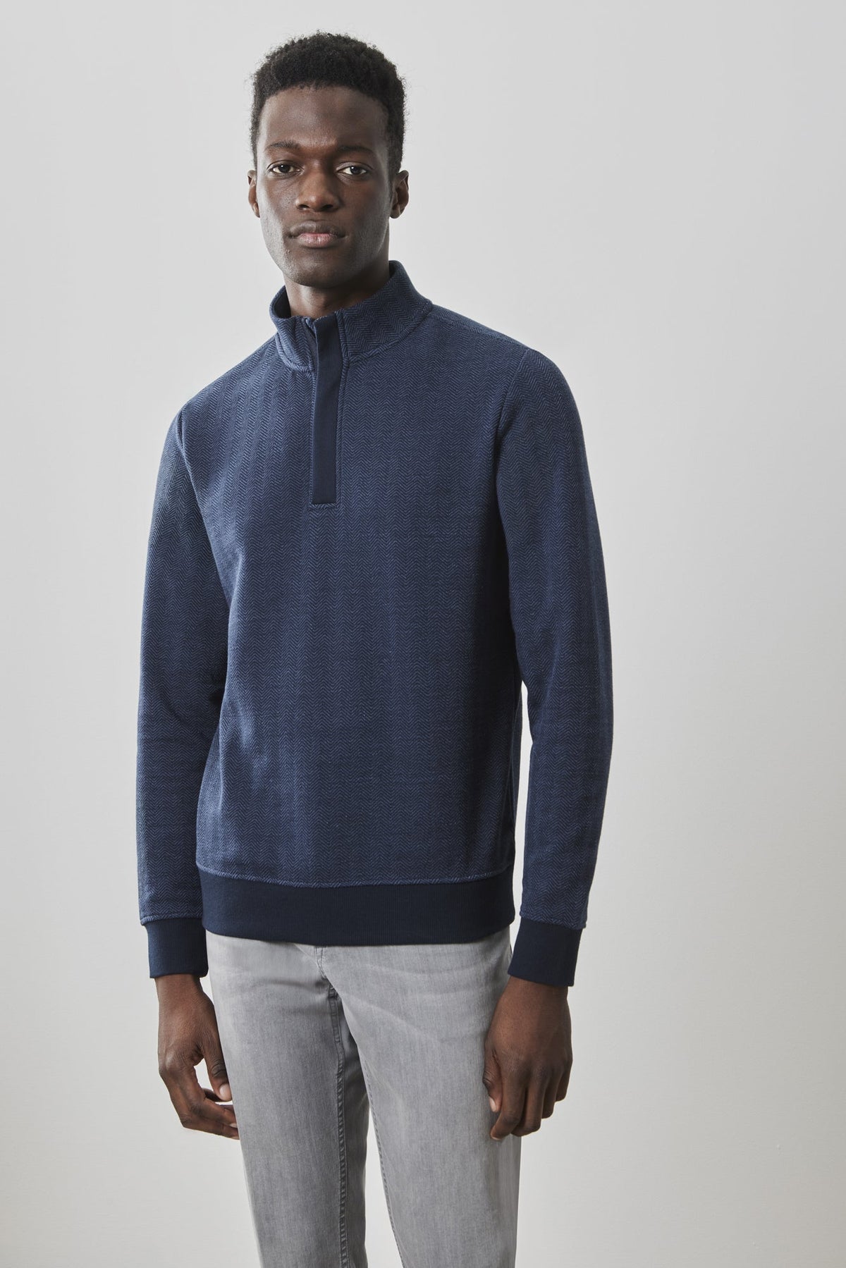 Chandail avec demi-zip pour homme par Robert Barakett | RB41459 Parkview Bleu Marine | Boutique Vvög, vêtements mode pour homme et femme