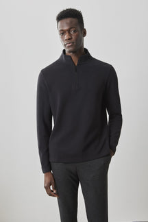 Chandail manches longues avec zip pour homme par Robert Barakett | Karuna RB41462 BLK | Boutique Vvög, vêtements mode pour homme et femme