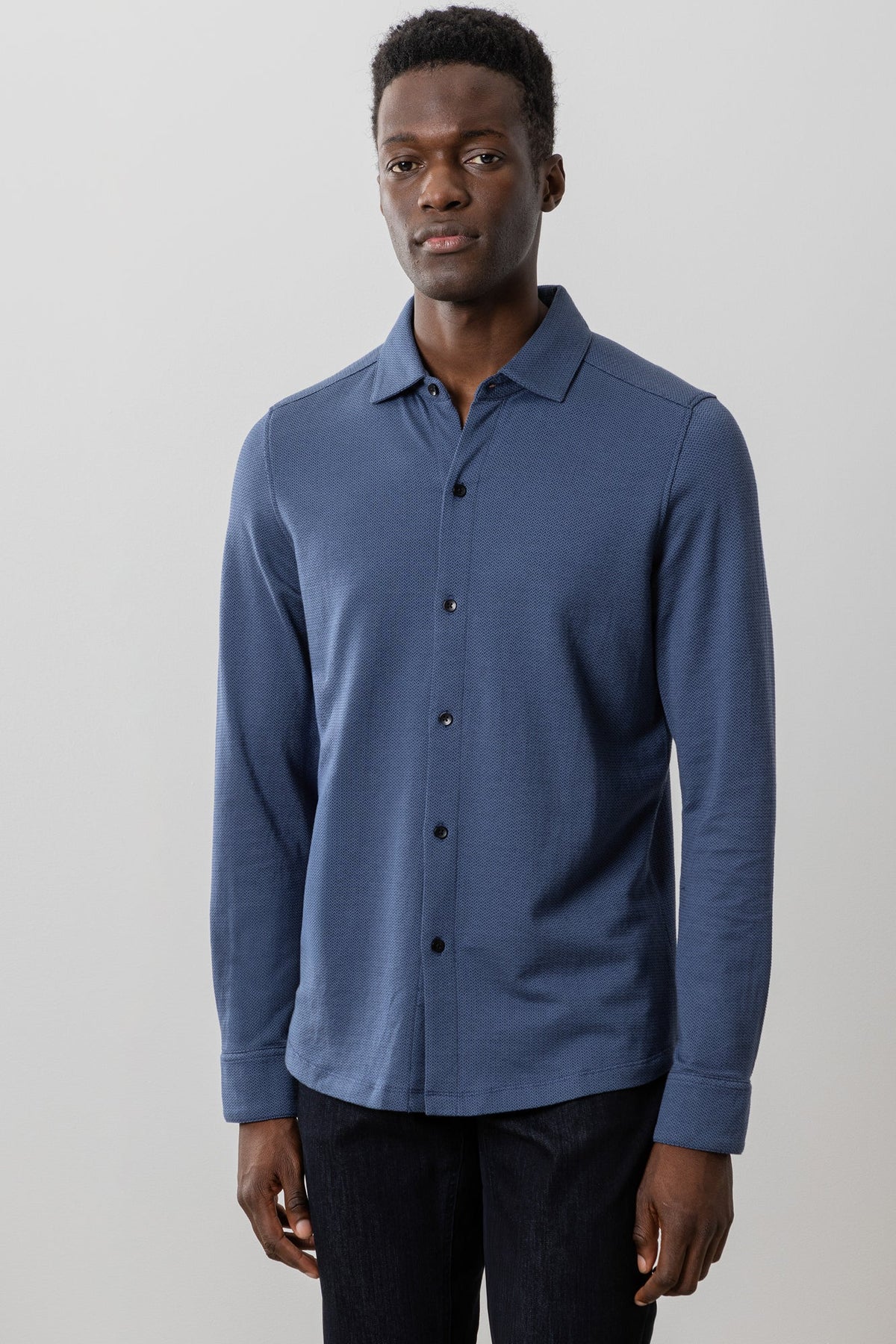 Chemise manches longues en Knit pour homme par Robert Barakett | Pine Creek RB41516 BLUE | Boutique Vvög, vêtements mode pour homme et femme