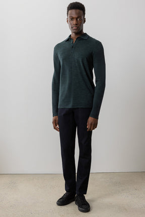 Polo à manches longues pour homme par Robert Barakett | RB41550 Roman Vert Foncé | Boutique Vvög, vêtements mode pour homme et femme