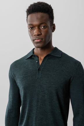 Polo à manches longues pour homme par Robert Barakett | RB41550 Roman Vert Foncé | Boutique Vvög, vêtements mode pour homme et femme