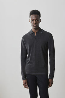 Polo à manches longues pour homme par Robert Barakett | RB41550 Roman Anthracite | Boutique Vvög, vêtements mode pour homme et femme