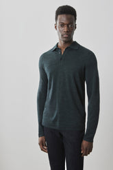Polo à manches longues pour homme par Robert Barakett | RB41550 Roman Vert Foncé | Boutique Vvög, vêtements mode pour homme et femme