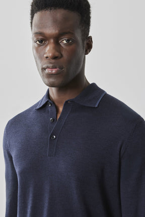 Polo à manches longues pour homme par Robert Barakett | RB41550 Roman Bleu Marine | Boutique Vvög, vêtements mode pour homme et femme