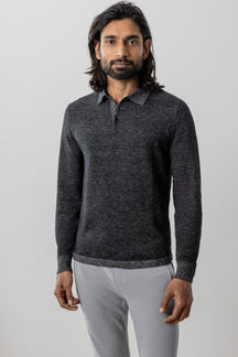 Polo à manches longues pour homme par Robert Barakett | RB41557 Fielder Noir | Boutique Vvög, vêtements mode pour homme et femme