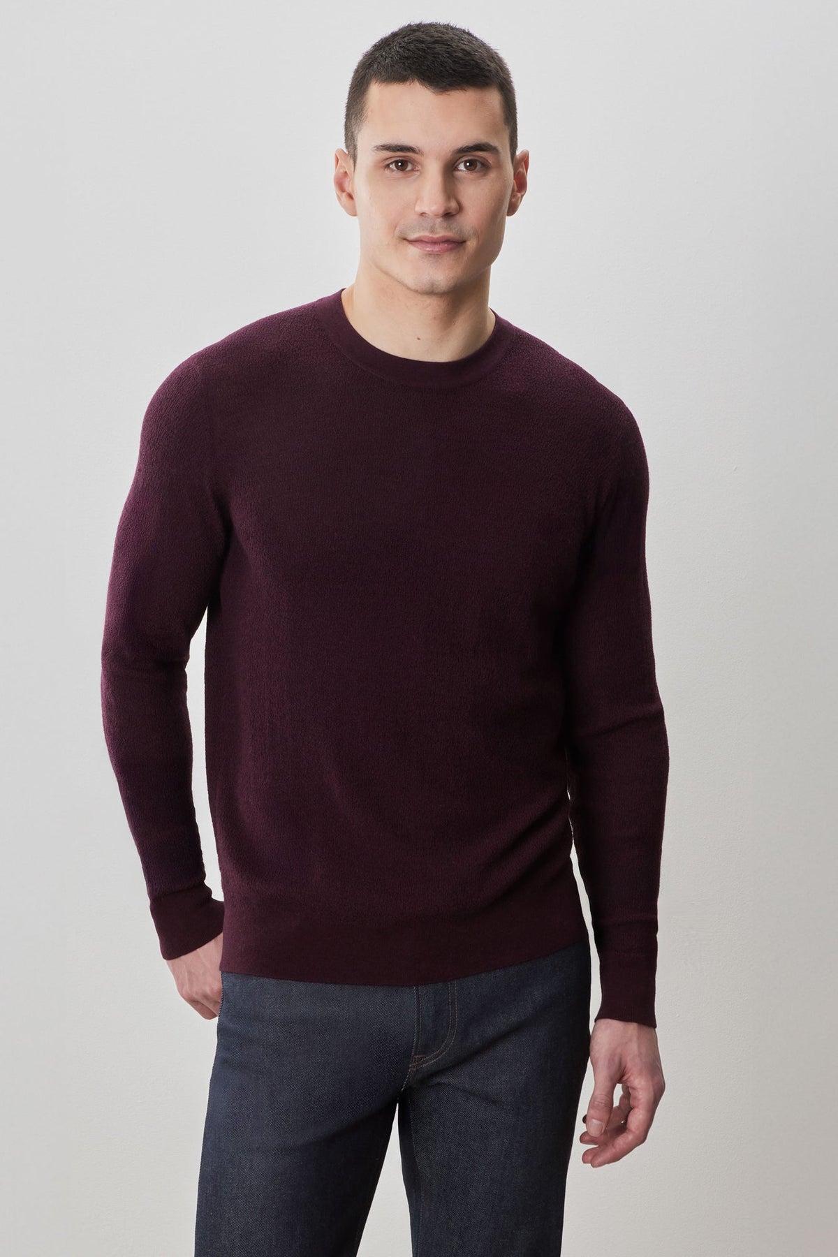 Chandail à manches longues col rond pour homme par Robert Barakett | Watertown RB41569 Bordeaux | Boutique Vvög, vêtements mode pour homme et femme
