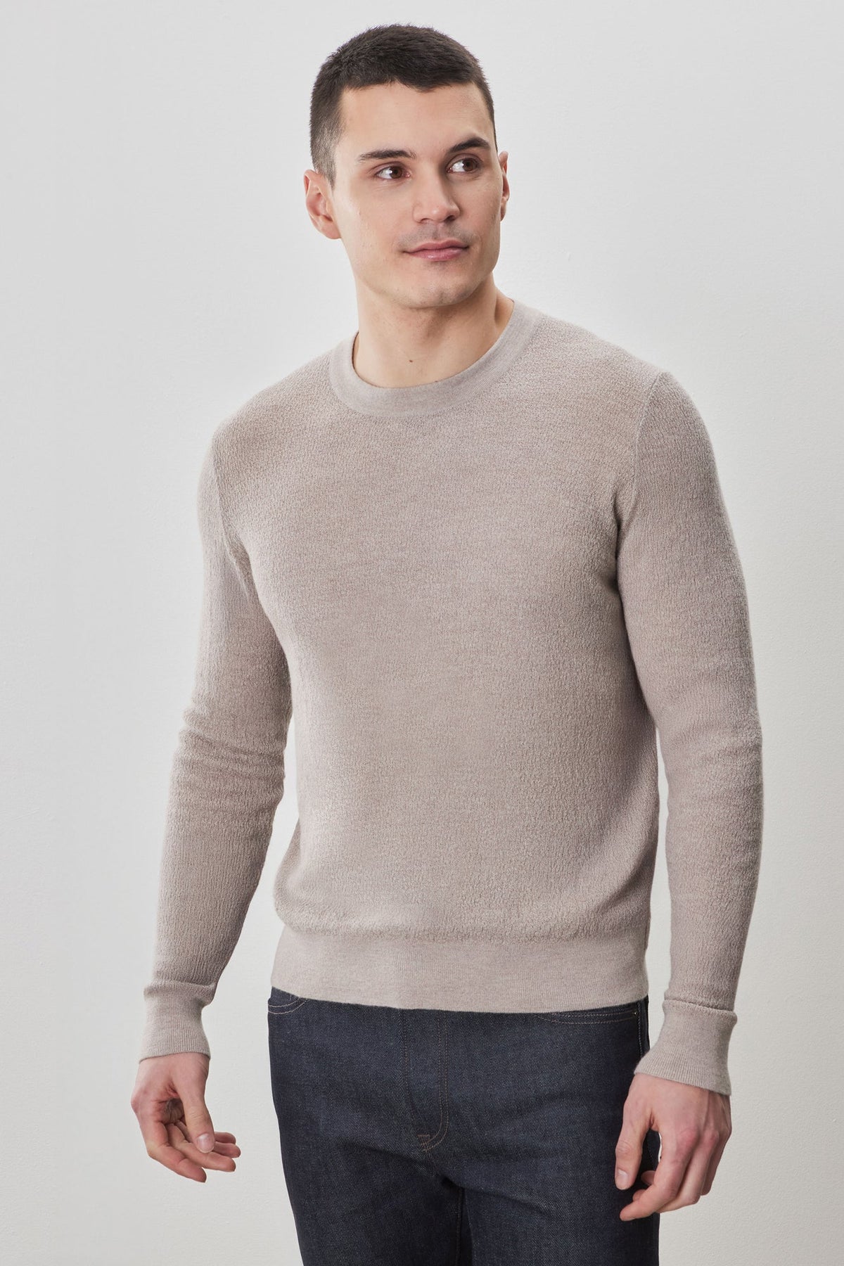 Chandail à manches longues col rond pour homme par Robert Barakett | Watertown RB41569 Taupe | Boutique Vvög, vêtements mode pour homme et femme