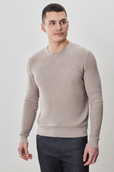 Chandail à manches longues col rond pour homme par Robert Barakett | Watertown RB41569 Taupe | Boutique Vvög, vêtements mode pour homme et femme