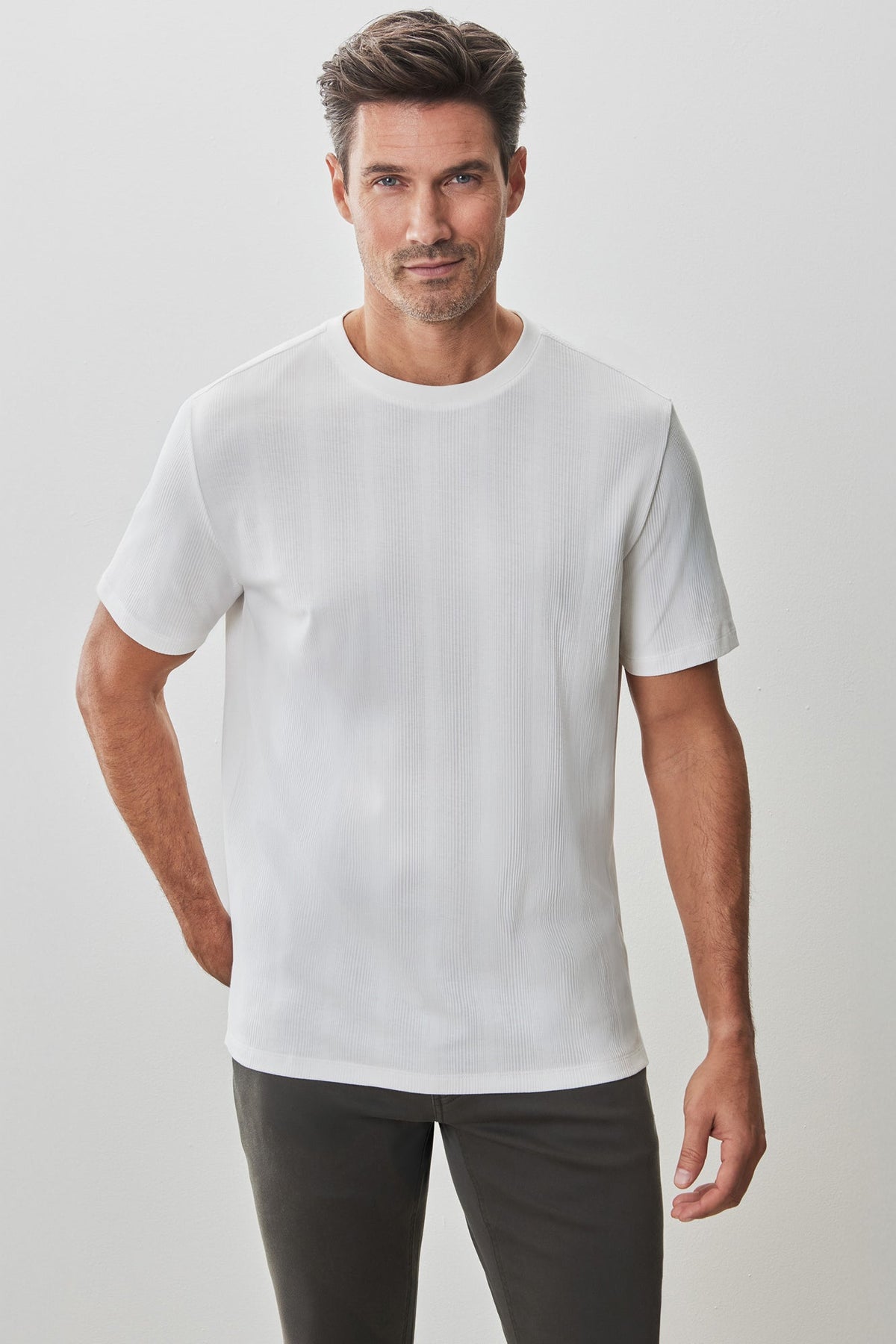 T-shirt col rond pour homme par Robert Barakett | RB51014 Portmao Blanc | Boutique Vvög, vêtements mode pour homme et femme